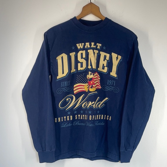 Disney Tops - Vintage Hanes Walt Disney World Graphic Blue T-Shirt Relaxed Fit Long Sleeve